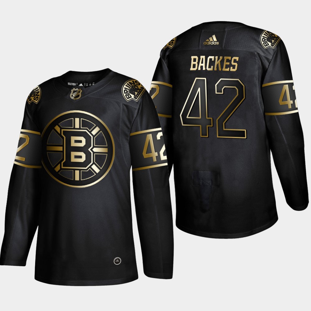 Men's Boston Bruins #42 David Backes Black Golden Edition Stitched NHL Jersey